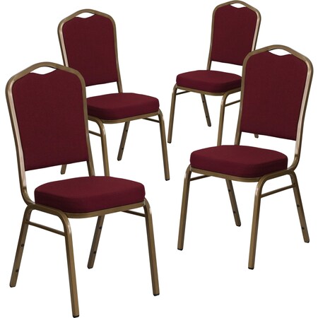 Burgundy Fabric Banquet Chair, PK4 MPN:4-FD-C01-ALLGOLD-3169-GG