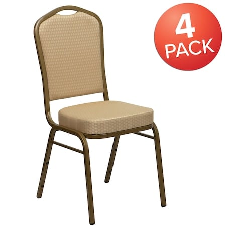 Beige Fabric Banquet Chair, PK4 MPN:4-FD-C01-ALLGOLD-H20124E-GG