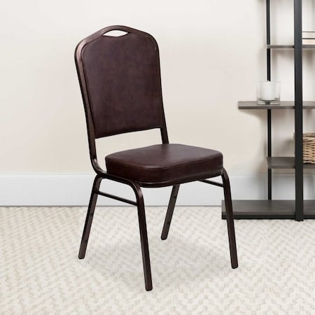 Brown Vinyl Banquet Chair, PK4 MPN:4-FD-C01-COPPER-BRN-VY-GG