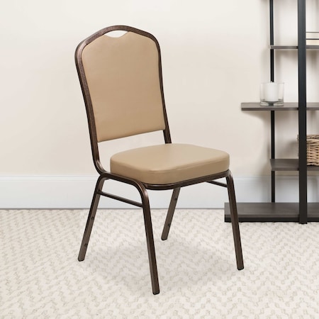 Tan Vinyl Banquet Chair, PK4 MPN:4-FD-C01-COPPER-TN-VY-GG