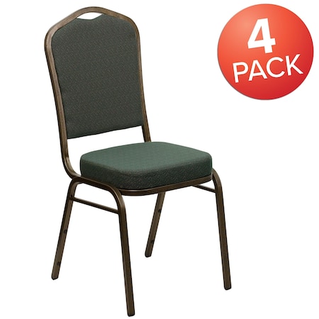 Green Fabric Banquet Chair, PK4 MPN:4-FD-C01-GOLDVEIN-0640-GG