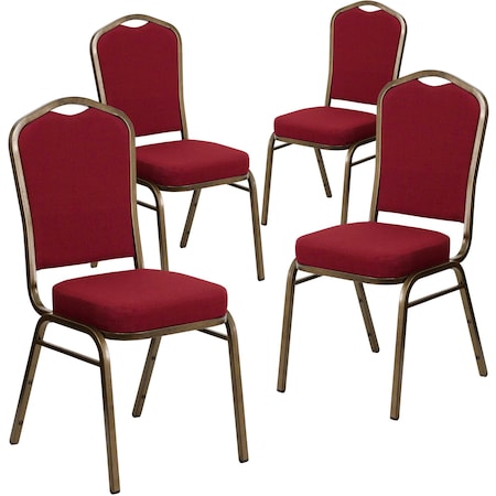 Burgundy Fabric Banquet Chair, PK4 MPN:4-FD-C01-GOLDVEIN-3169-GG