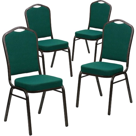 Green Fabric Banquet Chair, PK4 MPN:4-FD-C01-GOLDVEIN-GN-GG