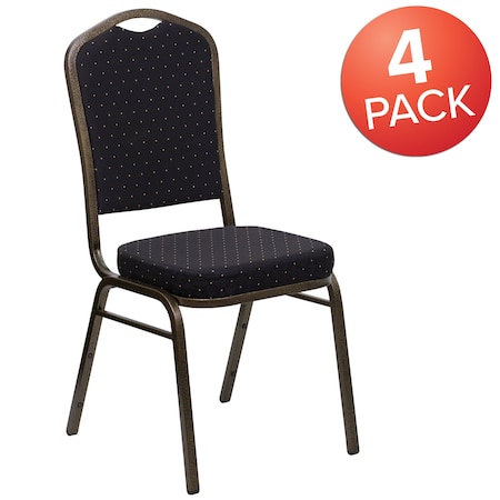 Black Fabric Banquet Chair, PK4 MPN:4-FD-C01-GOLDVEIN-S0806-GG