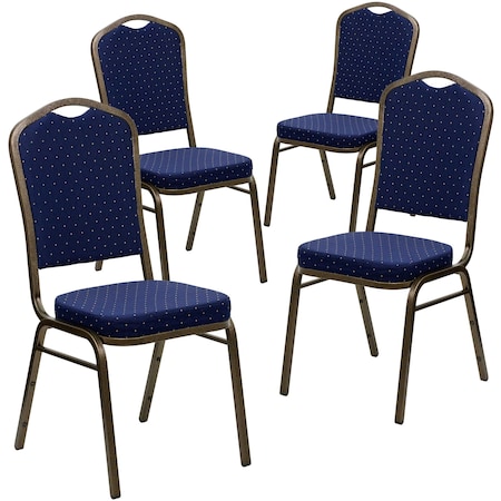 Navy Blue Fabric Banquet Chair, PK4 MPN:4-FD-C01-GOLDVEIN-S0810-GG