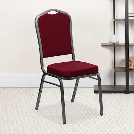 Burgundy Fabric Banquet Chair, PK4 MPN:4-FD-C01-SILVERVEIN-3169-GG