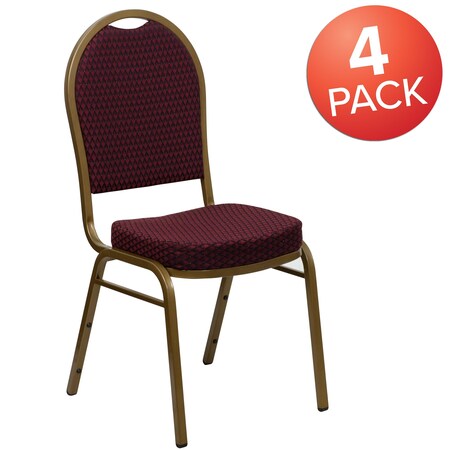 Burgundy Fabric Banquet Chair, PK4 MPN:4-FD-C03-ALLGOLD-EFE1679-GG