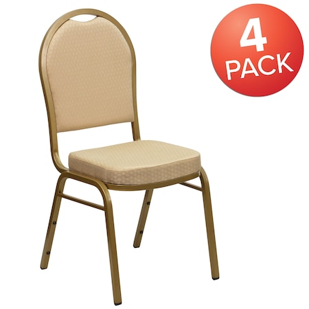 Beige Fabric Banquet Chair, PK4 MPN:4-FD-C03-ALLGOLD-H20124E-GG