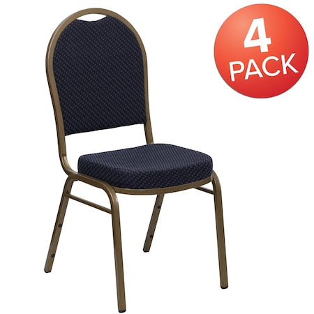 Navy Fabric Banquet Chair, PK4 MPN:4-FD-C03-ALLGOLD-H203774-GG