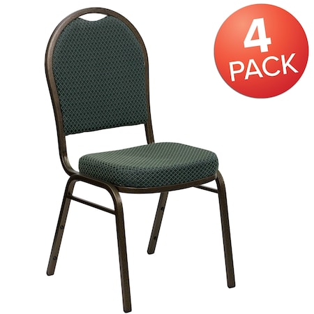 Green Fabric Banquet Chair, PK4 MPN:4-FD-C03-GOLDVEIN-4003-GG