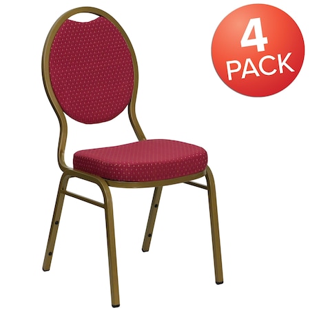Burgundy Fabric Banquet Chair, PK4 MPN:4-FD-C04-ALLGOLD-2804-GG