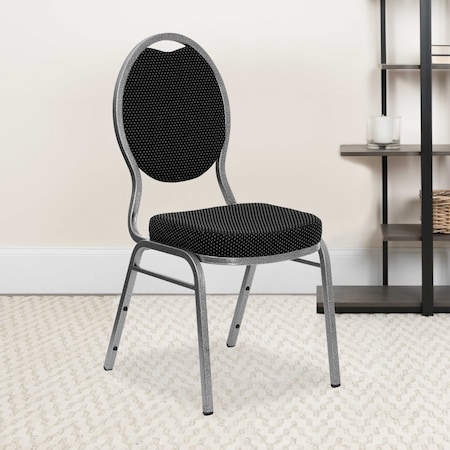 Black Fabric Banquet Chair, PK4 MPN:4-FD-C04-SILVERVEIN-S076-GG