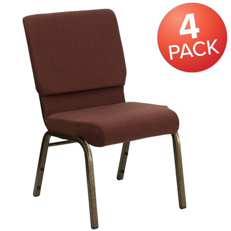 Brown Fabric Church Chair, PK4 MPN:4-FD-CH02185-GV-10355-GG