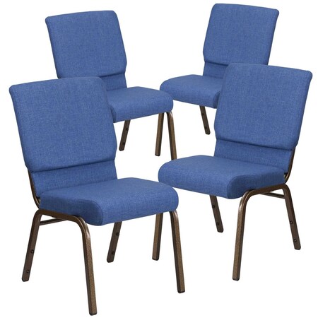 Blue Fabric Church Chair, PK4 MPN:4-FD-CH02185-GV-BLUE-GG
