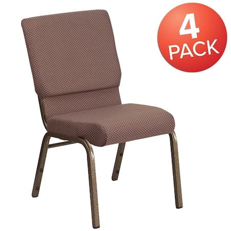 Brown Dot Fabric Church Chair, PK4 MPN:4-FD-CH02185-GV-BNDOT-GG