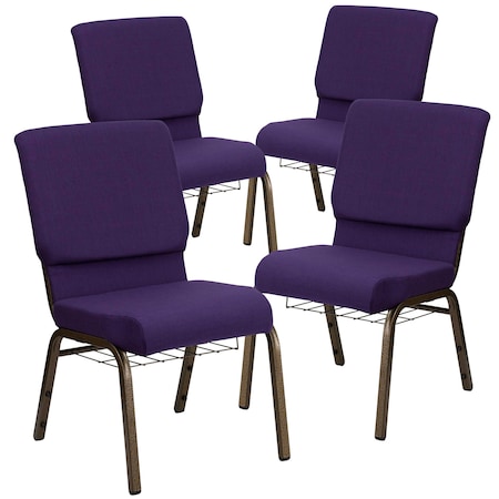 Purple Fabric Church Chair, PK4 MPN:4-FD-CH02185-GV-ROY-BAS-GG