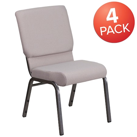 Gray Dot Fabric Church Chair, PK4 MPN:4-FD-CH02185-SV-GYDOT-GG