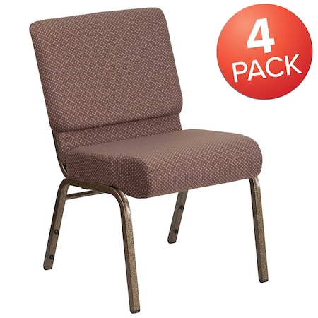 Brown Dot Fabric Church Chair, PK4 MPN:4-FD-CH0221-4-GV-BNDOT-GG