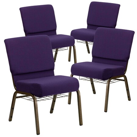 Purple Fabric Church Chair, PK4 MPN:4-FD-CH0221-4-GV-ROY-BAS-GG