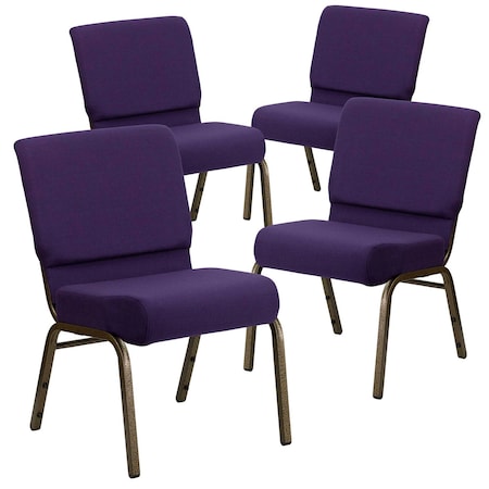 Purple Fabric Church Chair, PK4 MPN:4-FD-CH0221-4-GV-ROY-GG