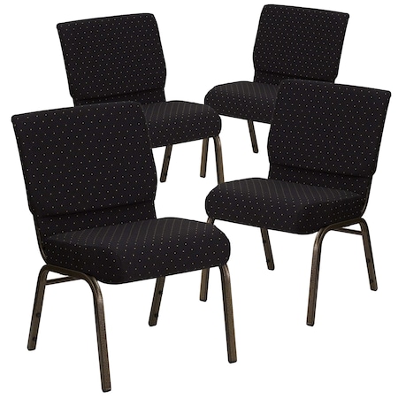 Black Dot Fabric Church Chair, PK4 MPN:4-FD-CH0221-4-GV-S0806-GG