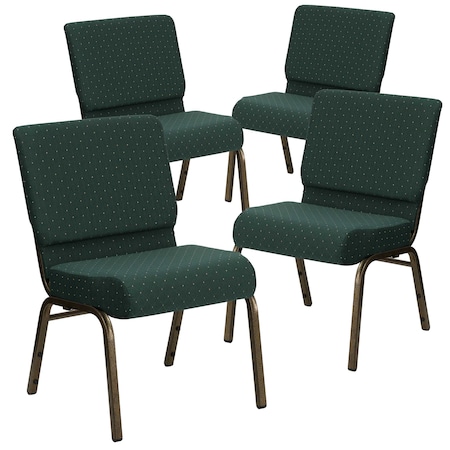 Green Dot Fabric Church Chair, PK4 MPN:4-FD-CH0221-4-GV-S0808-GG