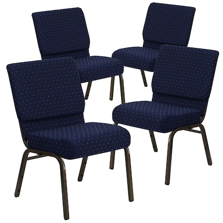 Blue Dot Fabric Church Chair, PK4 MPN:4-FD-CH0221-4-GV-S0810-GG