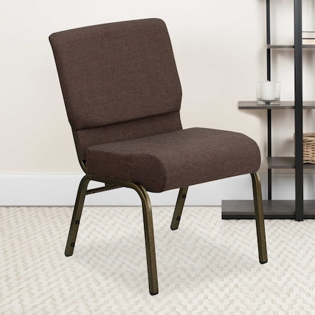 Brown Fabric Church Chair, PK4 MPN:4-FD-CH0221-4-GV-S0819-GG