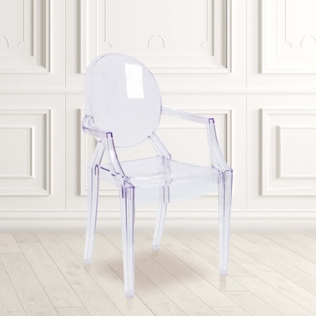 Max Ghost Chair with Arms in Transparent Crystal, PK4 MPN:4-FH-124-APC-CLR-GG