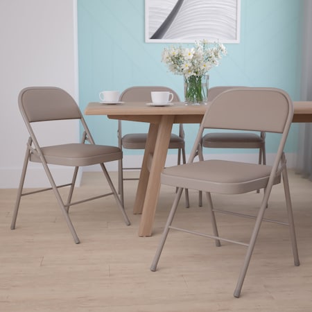HERCULES Series Double Braced Gray Vinyl Folding Chair, PK4 MPN:4-HA-F003D-GY-GG