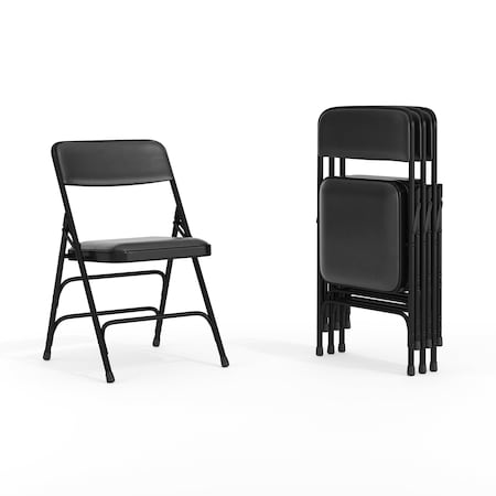 Black Vinyl Folding Chair, PK4 MPN:4-HA-MC309AV-BK-GG
