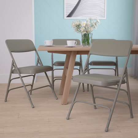 Gray Vinyl Folding Chair, PK4 MPN:4-HA-MC309AV-GY-GG