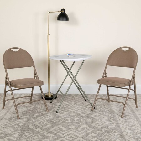 Beige Fabric Folding Chair, PK4 MPN:4-HA-MC705AF-3-BGE-GG