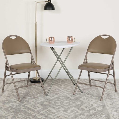 Beige Vinyl Folding Chair, PK4 MPN:4-HA-MC705AV-3-BGE-GG