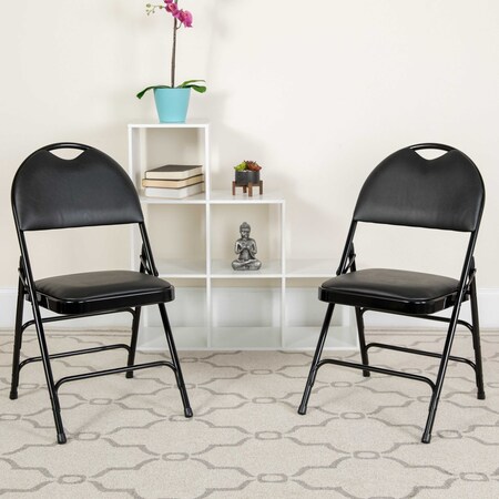 Black Vinyl Folding Chair, PK4 MPN:4-HA-MC705AV-3-BK-GG