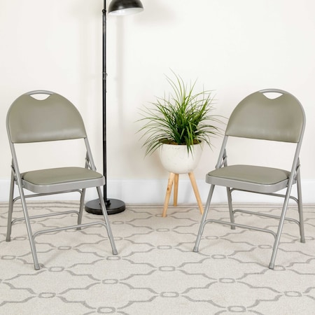 Gray Vinyl Folding Chair, PK4 MPN:4-HA-MC705AV-3-GY-GG