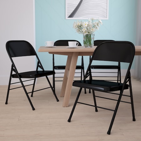 Black Metal Folding Chair, PK4 MPN:4-HF3-MC-309AS-BK-GG
