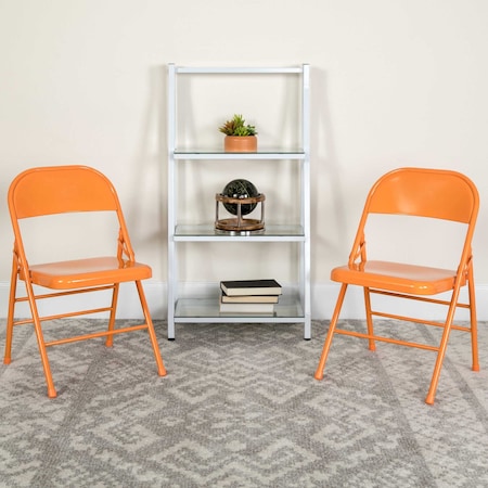 Orange Marmalade Folding Chair, PK4 MPN:4-HF3-ORANGE-GG