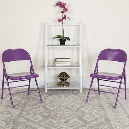 Impulsive Purple Folding Chair, PK4 MPN:4-HF3-PUR-GG