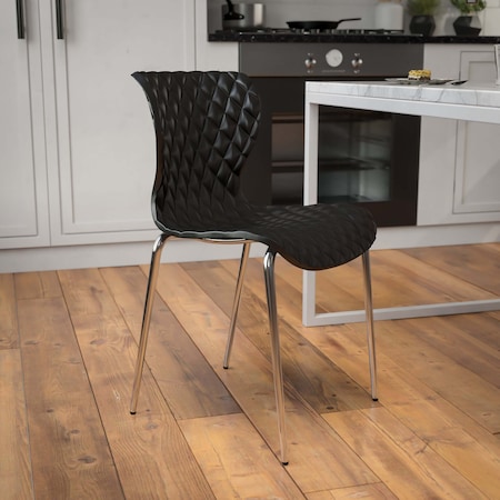 Lowell Contemporary Design Black Plastic Stack Chair, PK4 MPN:4-LF-7-07C-BLK-GG