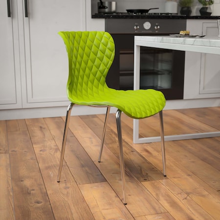 Lowell Contemporary Design Citrus Green Plastic Stack Chair, PK4 MPN:4-LF-7-07C-CGRN-GG