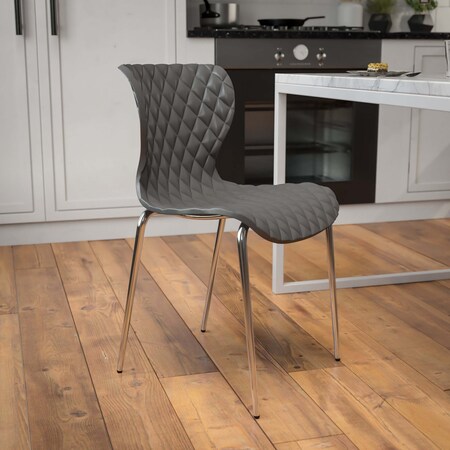 Lowell Contemporary Design Gray Plastic Stack Chair, PK4 MPN:4-LF-7-07C-GRY-GG