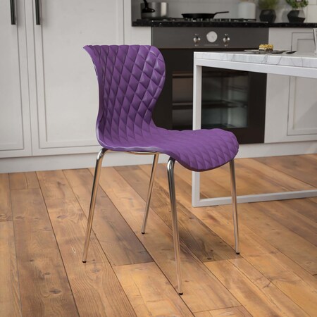 Lowell Contemporary Design Purple Plastic Stack Chair, PK4 MPN:4-LF-7-07C-PUR-GG