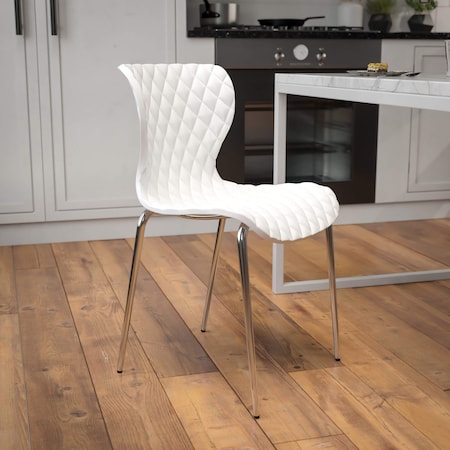Lowell Contemporary Design White Plastic Stack Chair, PK4 MPN:4-LF-7-07C-WH-GG