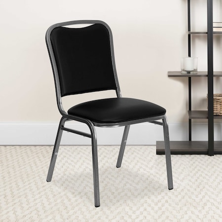 Black Vinyl Banquet Chair, PK4 MPN:4-NG-108-SV-BK-VYL-GG