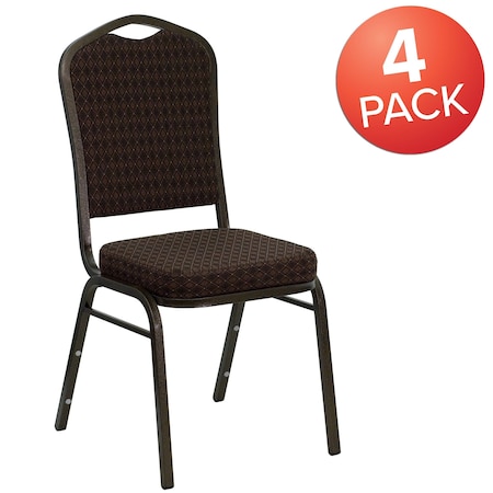 Brown Fabric Banquet Chair, PK4 MPN:4-NG-C01-BROWN-GV-GG