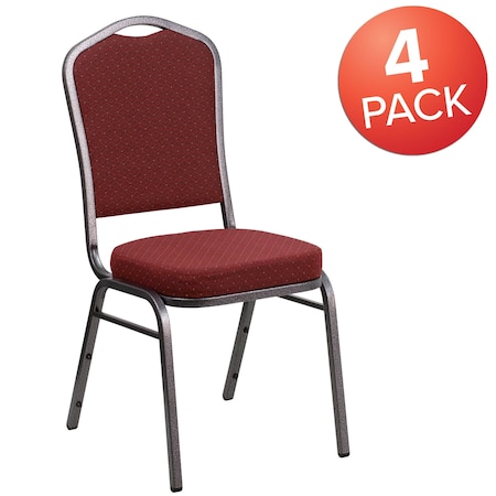 Burgundy Fabric Banquet Chair, PK4 MPN:4-NG-C01-HTS-2201-SV-GG