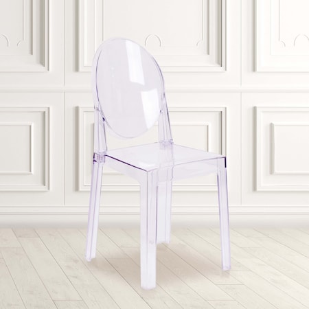 Ghost Chair with Oval Back in Transparent Crystal, PK4 MPN:4-OW-GHOSTBACK-18-GG