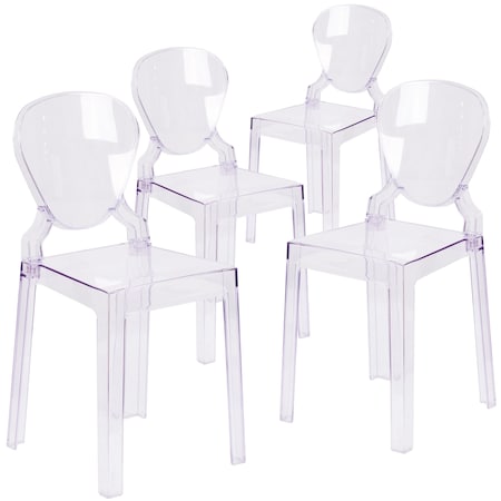 Ghost Chair with Tear Back in Transparent Crystal, PK4 MPN:4-OW-TEARBACK-18-GG