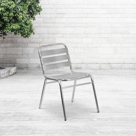 Commercial Aluminum Restaurant Stack Chair, PK4 MPN:4-TLH-015-GG